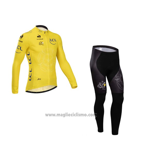 2014 Abbigliamento Ciclismo Tour de France Giallo Manica Lunga e Salopette